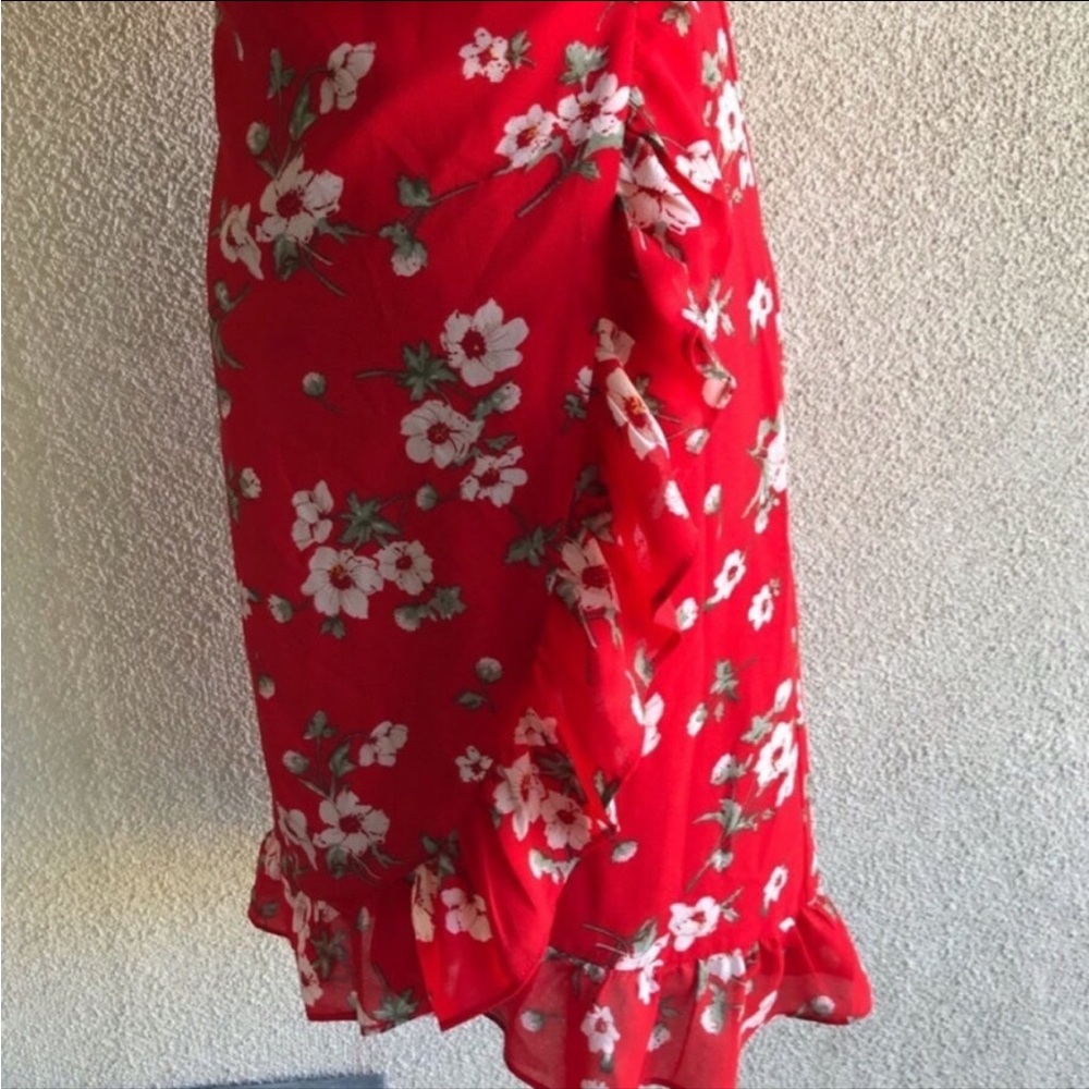 Floral Red Ruffle Dress - Picture 7 of 8